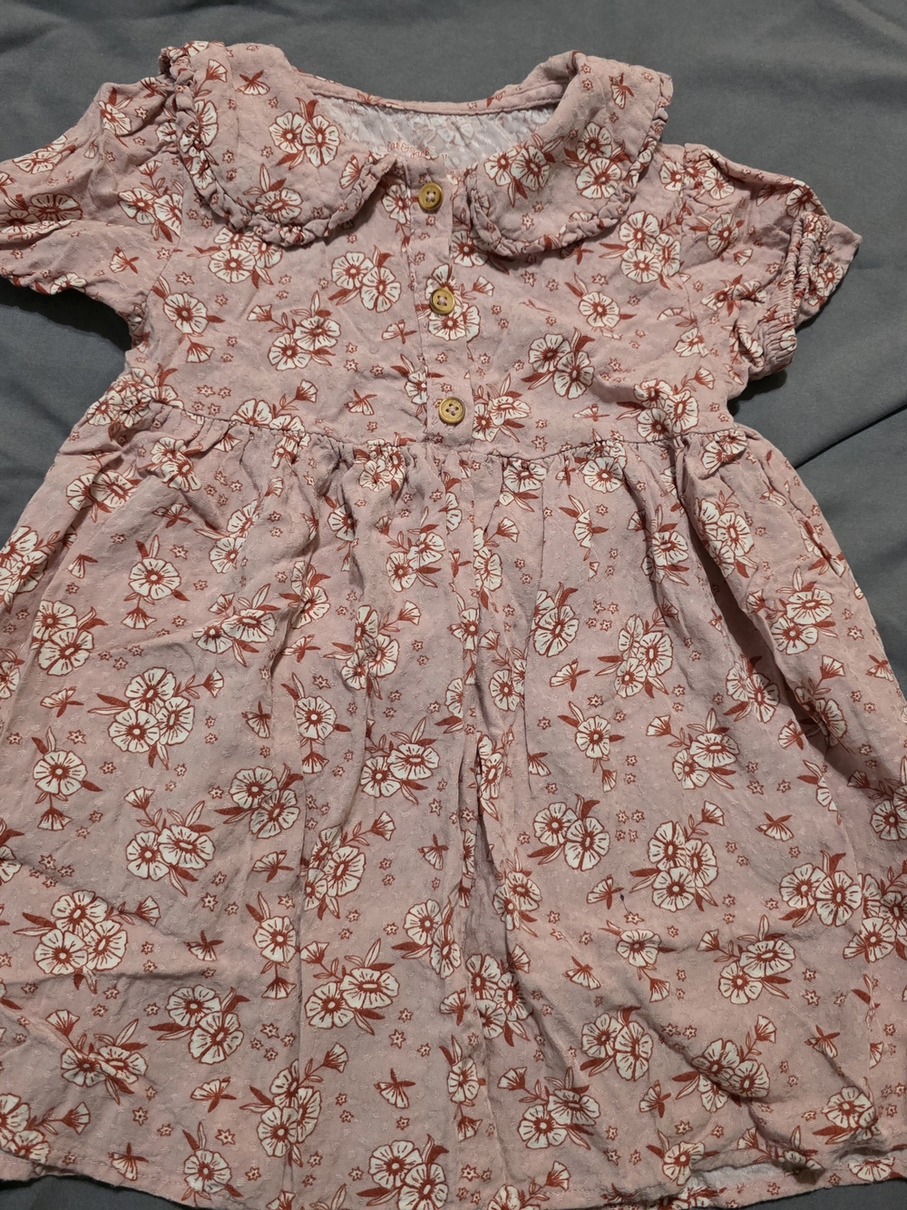 Cat & Jack Pink Floral Dress with White and Rust Accents